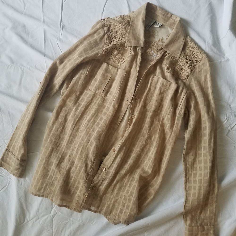 Love Potion Womens' Size XL Sheer Button-Down